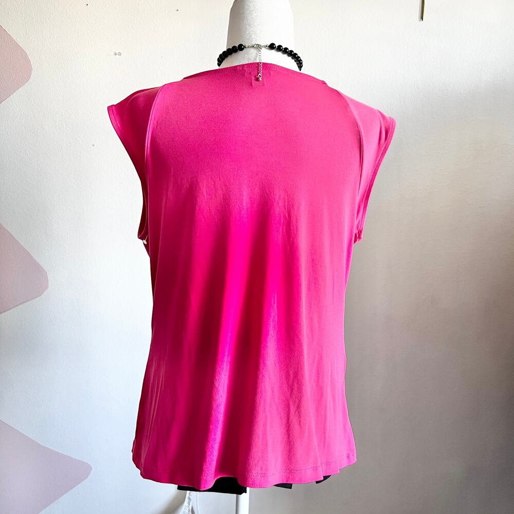 Y2K Hot Pink Cowl Neck Tank Top, 2000s,‎ Baddie, Coquette, Romantic, Large - Picture 3 of 4